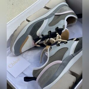 Chloé Sonnie Sneakers Grey/Pink Multi Size 39 $649